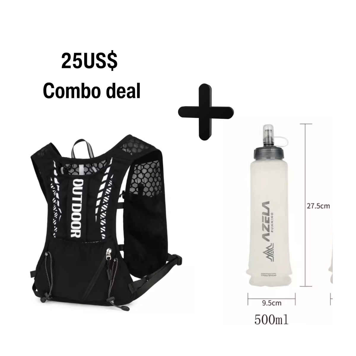 Running Hydration Vest + 500ml Soft Flask Combo