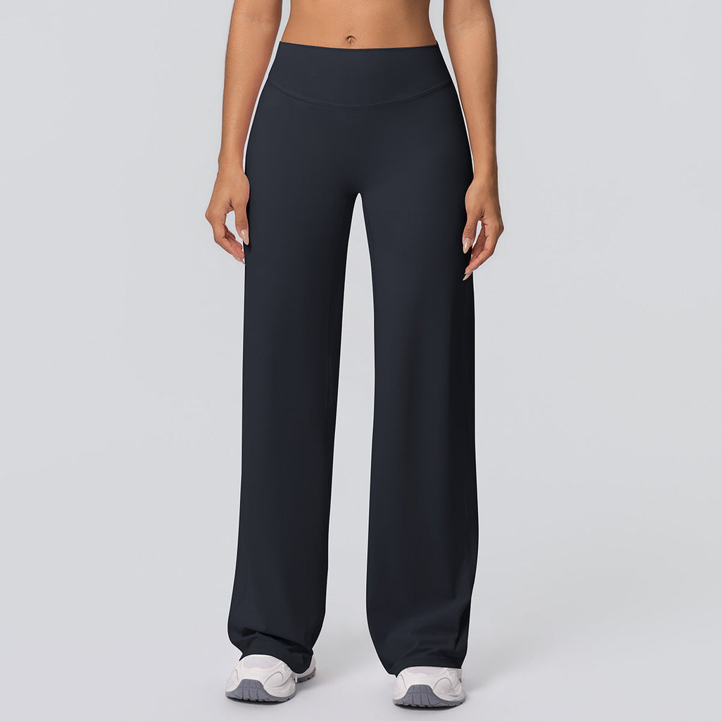 Wide-leg yoga pants in black